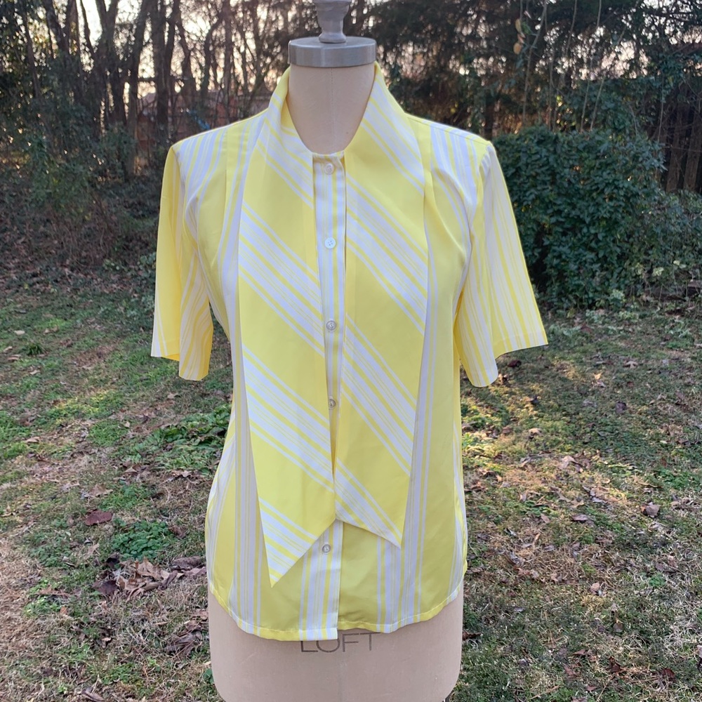 Vintage Stripe Blouse with Neck Bow - Picture 11 of 13